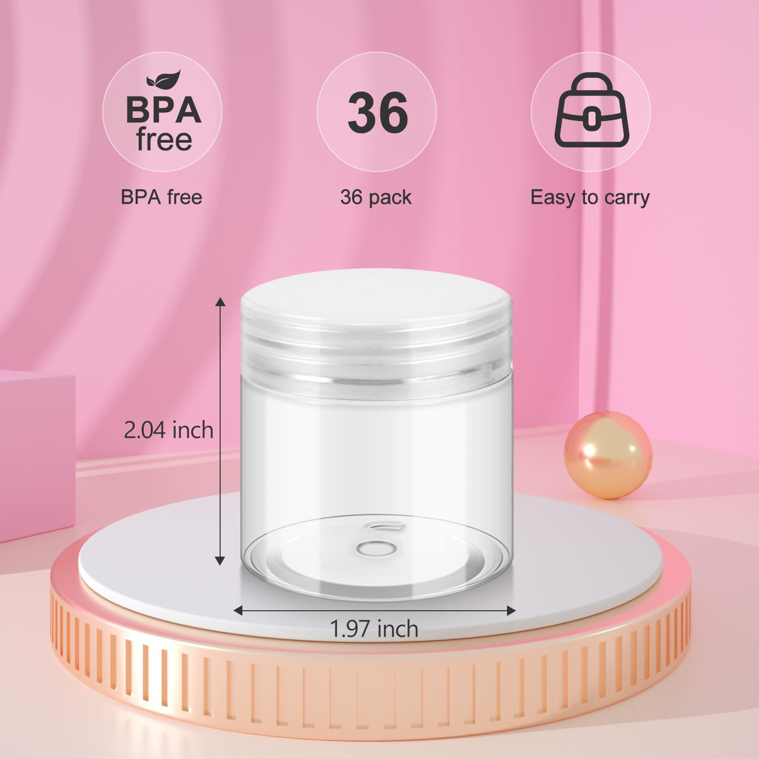 Loretoy BPA-free plastic jars highlight safe, reusable containers for skincare and beauty products.