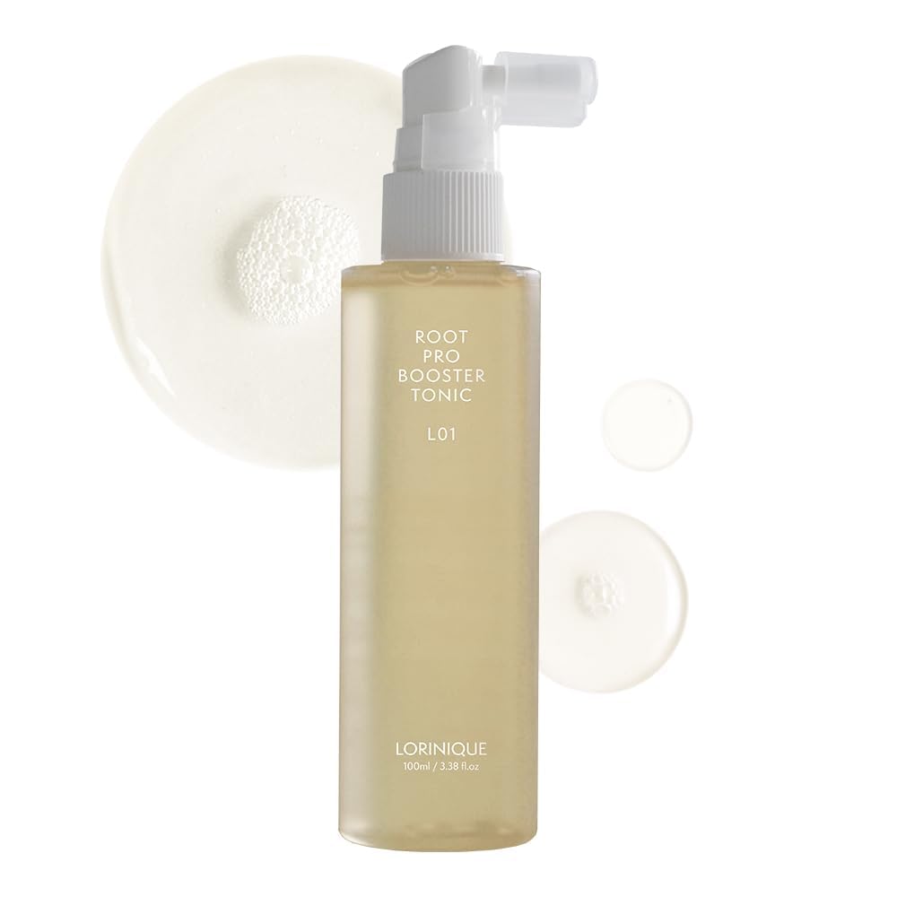 LORINIQUE L01 bottle front showcases scalp booster for healthier roots.