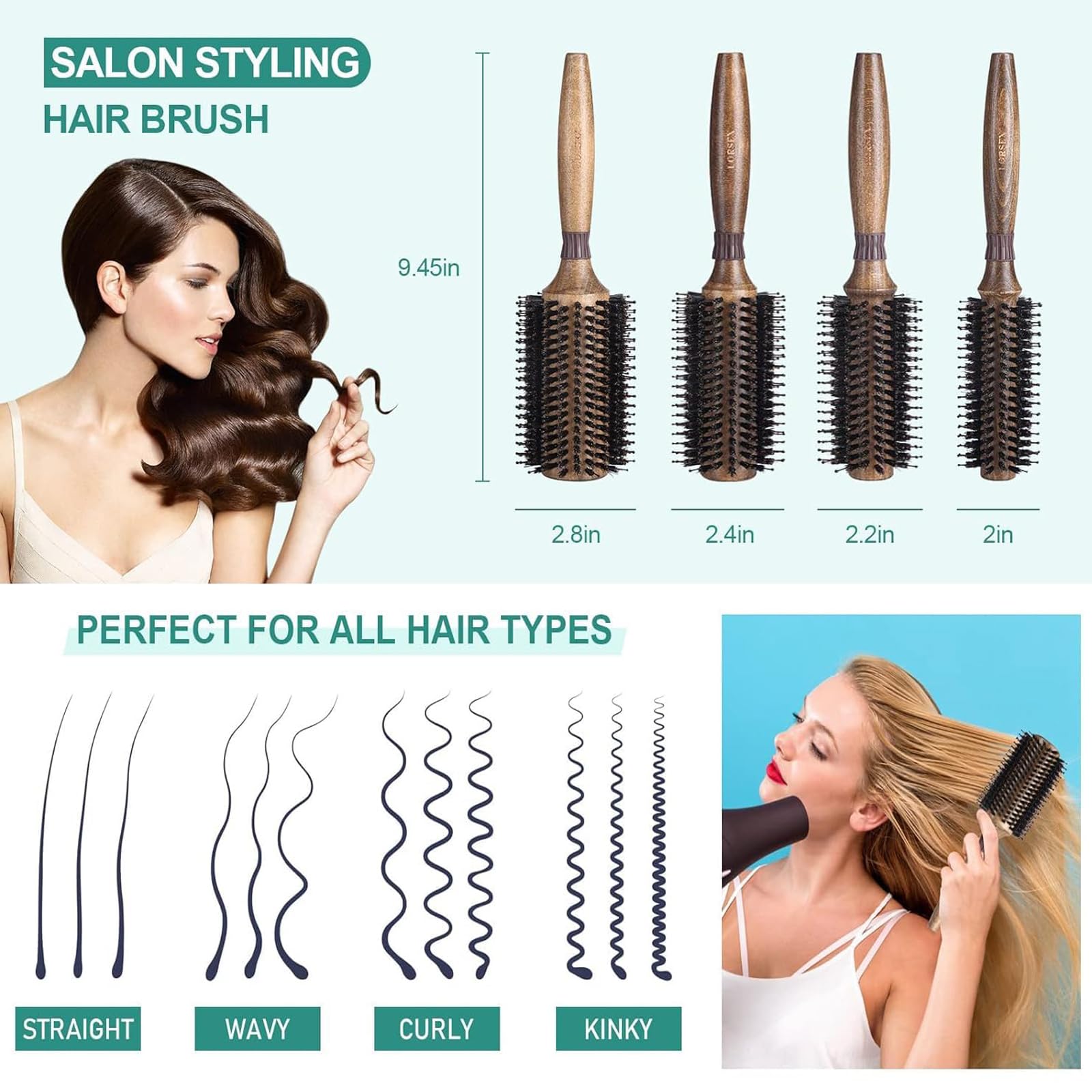 LORSEX Round Brush used to add volume during blow-drying.