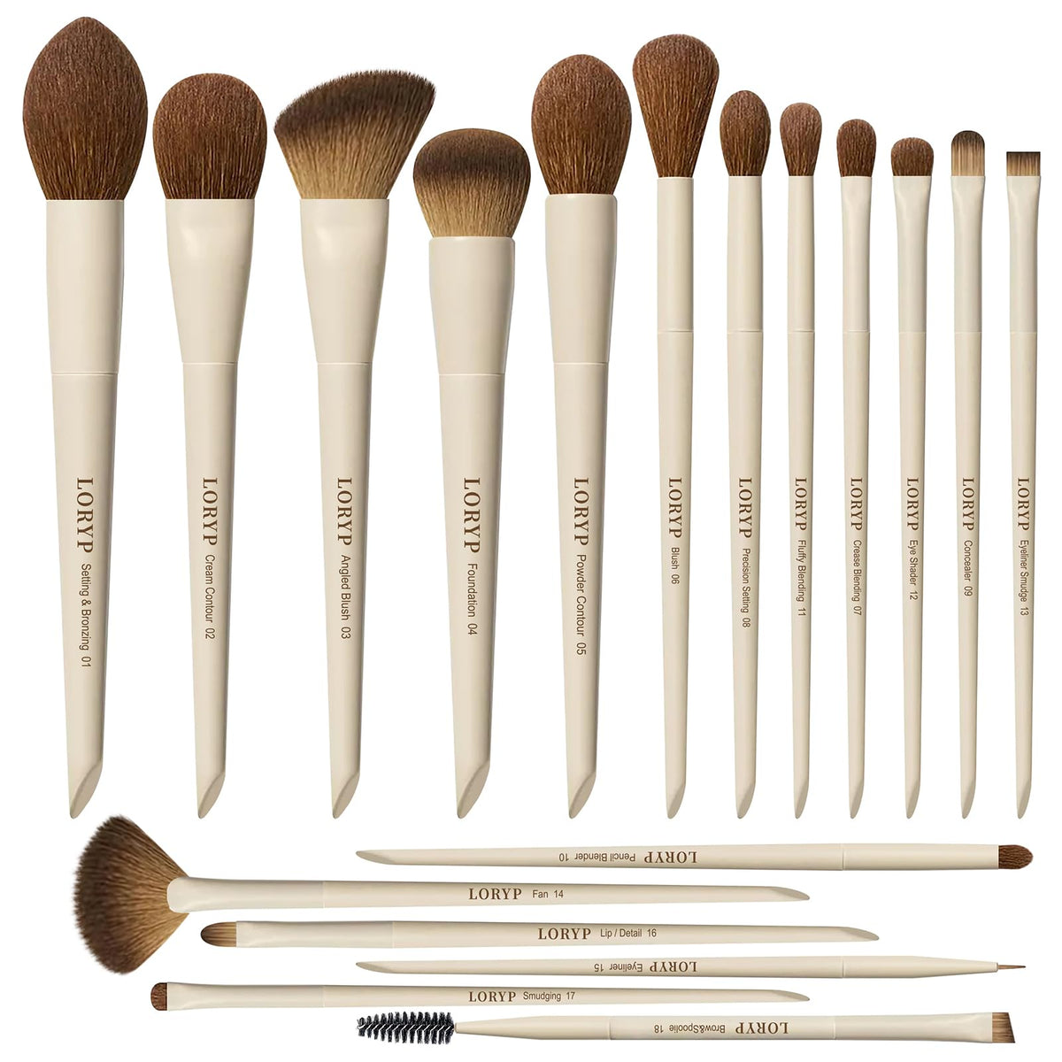 LORYP 18-piece brush set face and eye brushes for precise blending