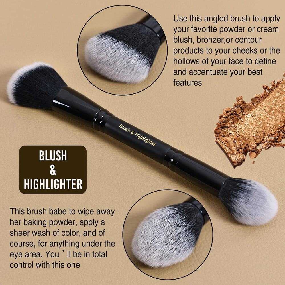 LORYP black application shows blush and highlighter use for a natural glow.