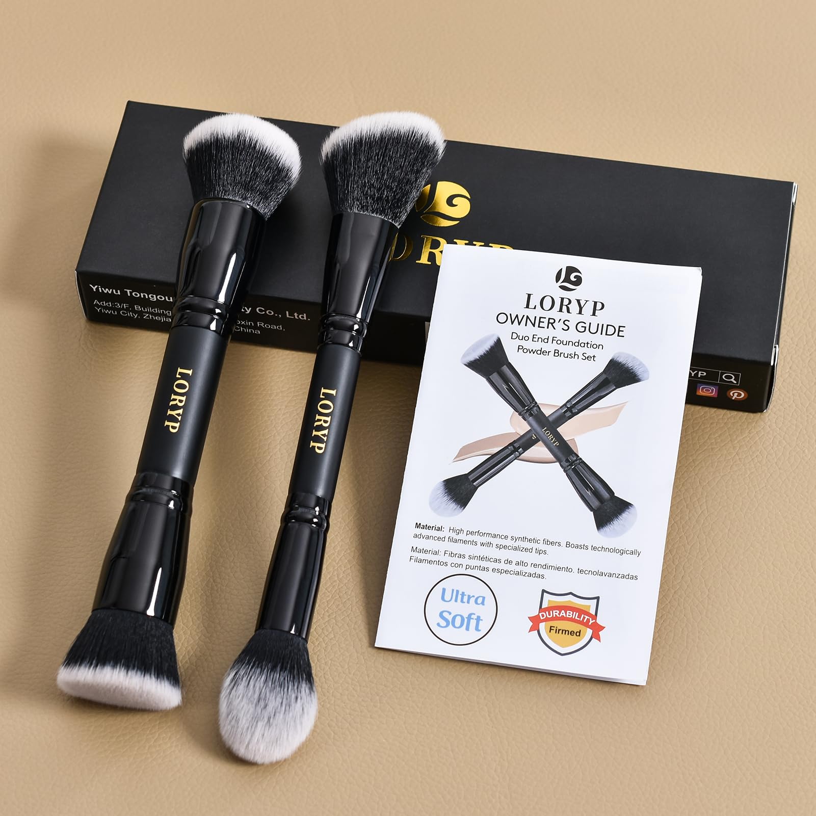 LORYP black gift-ready brush set for beginners or makeup lovers.