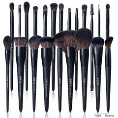 LORYP black makeup brush set 21pc fluffy powder brush for even powder application.
