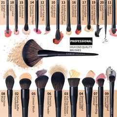 LORYP black makeup brush set 21pc precision blush brush for precise cheek color.