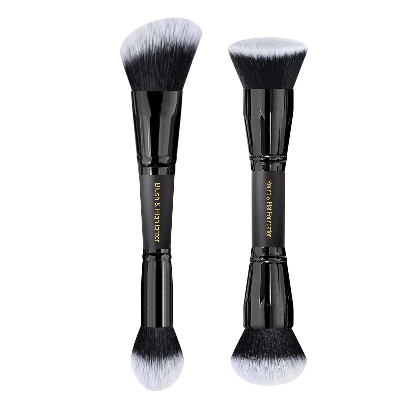 LORYP black makeup brushes duo end angled blush for precise cheek color.