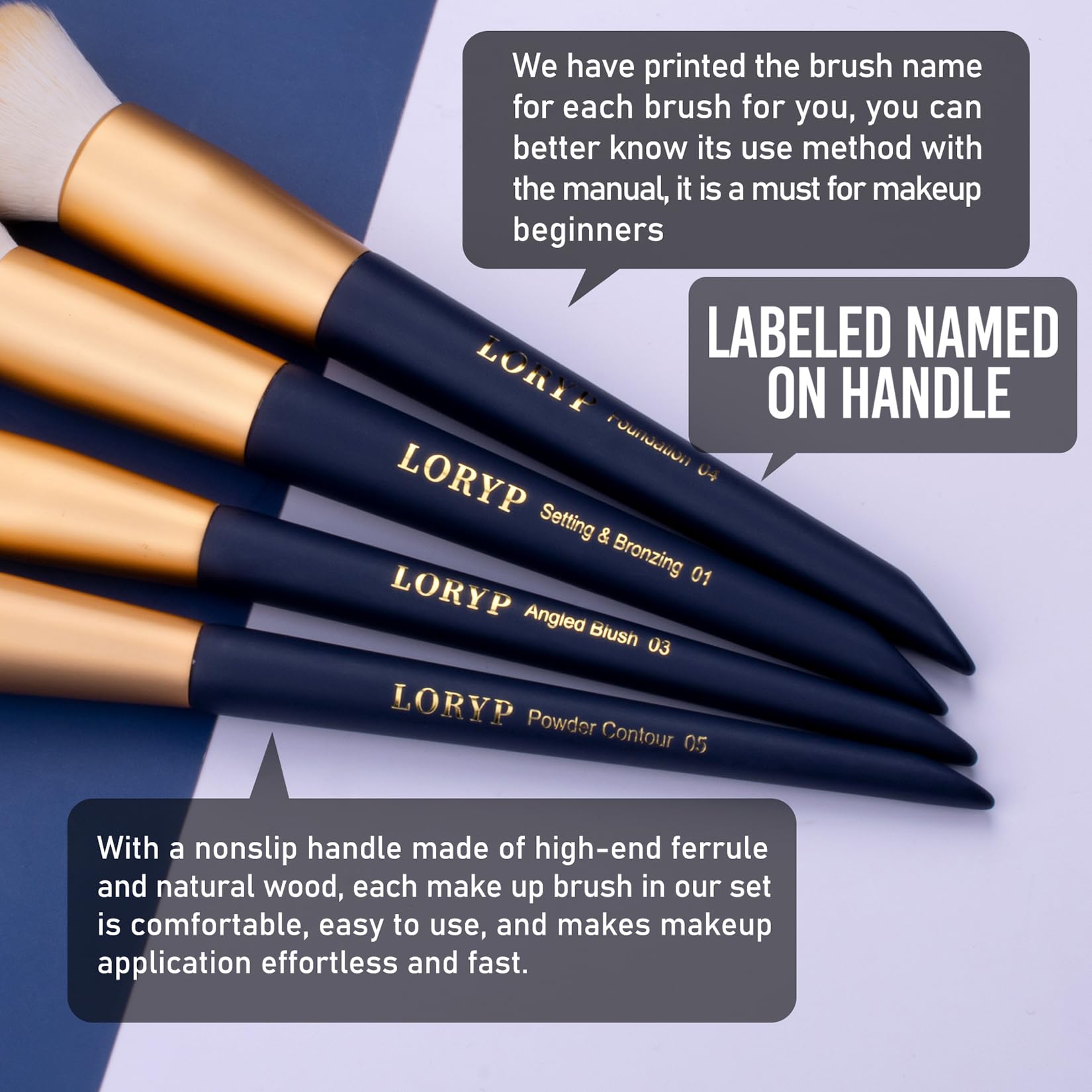 LORYP detailed eye brushes enable precise crease and lid shading.