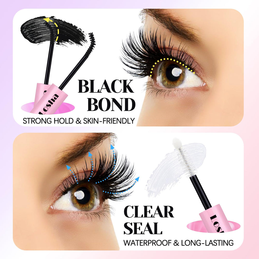Losha Lash cluster application tweezers illustrate easy placement of cluster lashes.