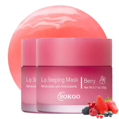 Loske Sleeping Lip Mask Berry packaging highlights natural ingredients for nightly lip care.