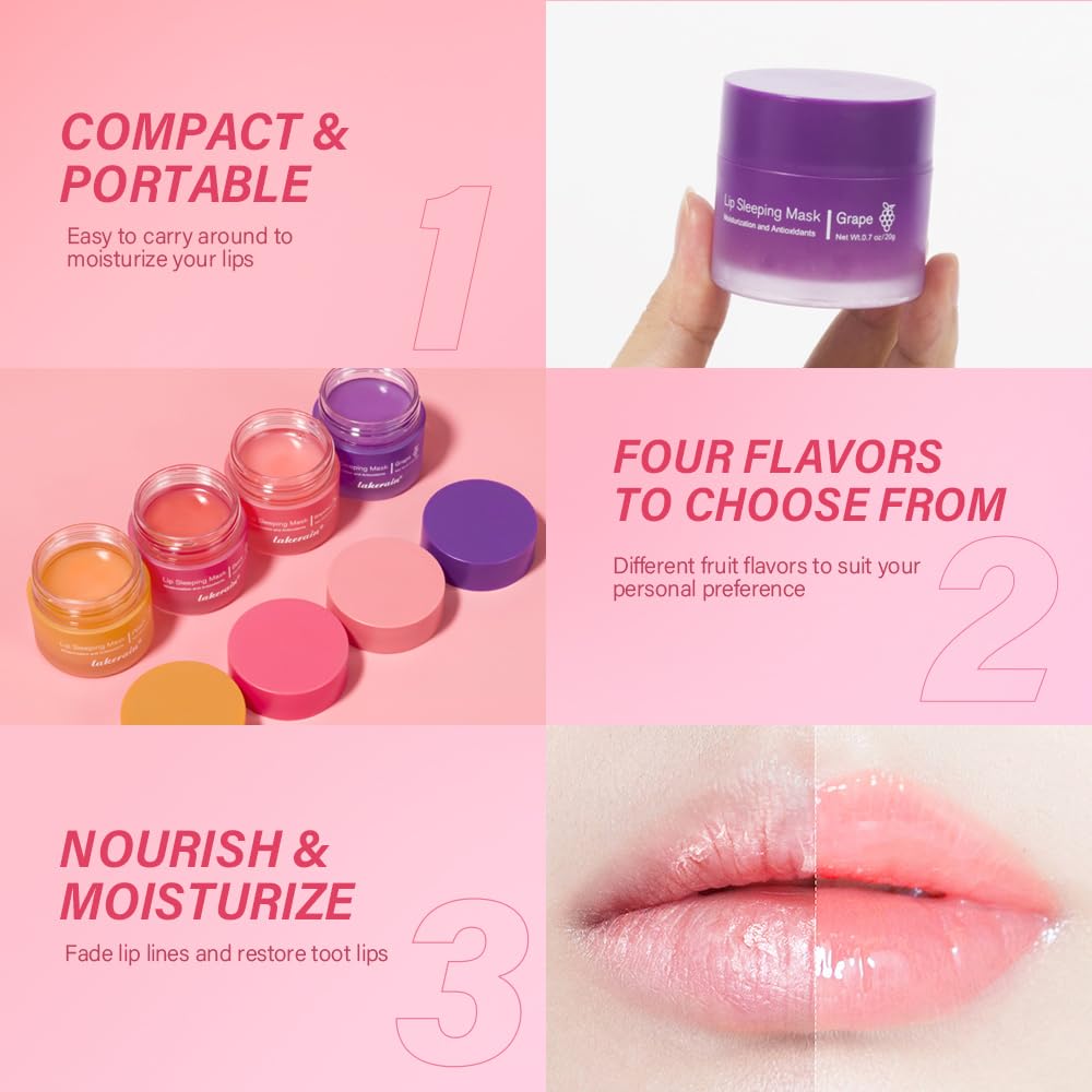 Loske Sleeping Lip Mask Berry beside nighttime routine items for overnight care.