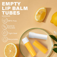 LotFancy lip balm tube close-up shows BPA-free ABS material for safe use.