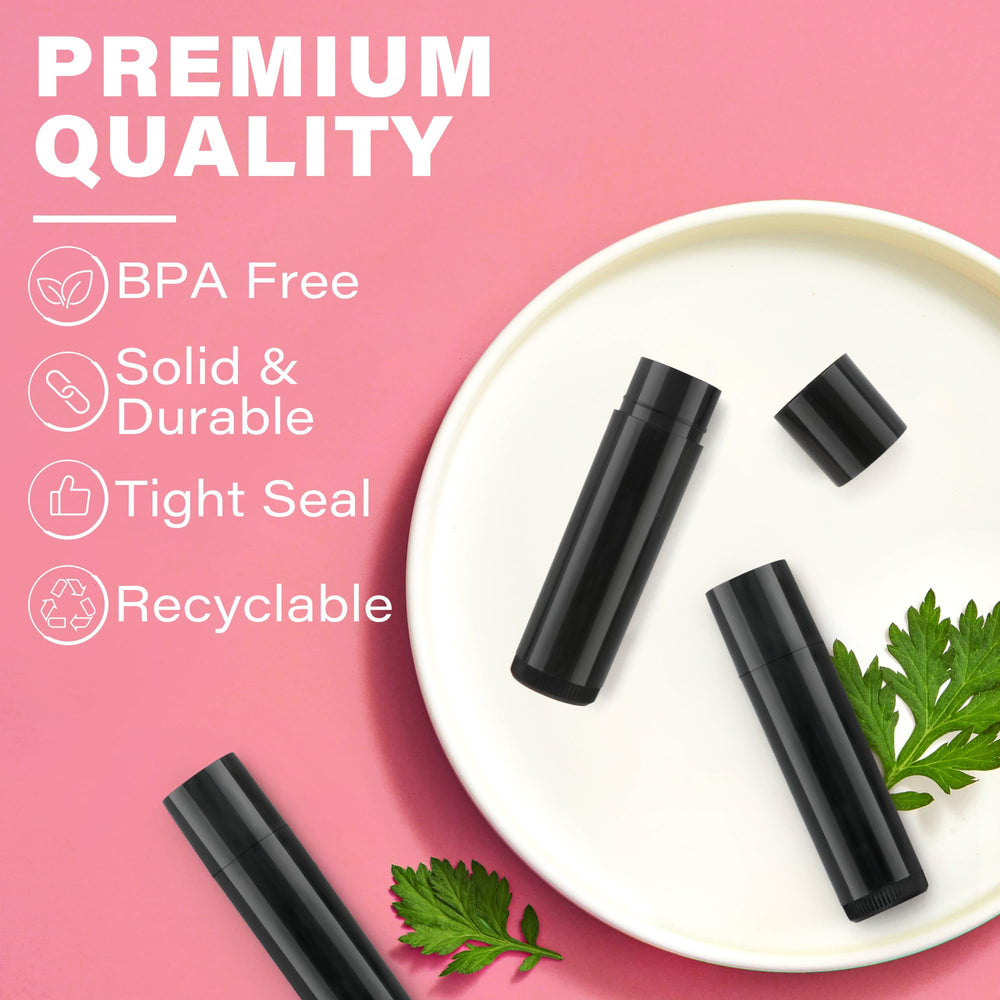 LotFancy black 4.5ml tubes with caps close up for portable lip care.