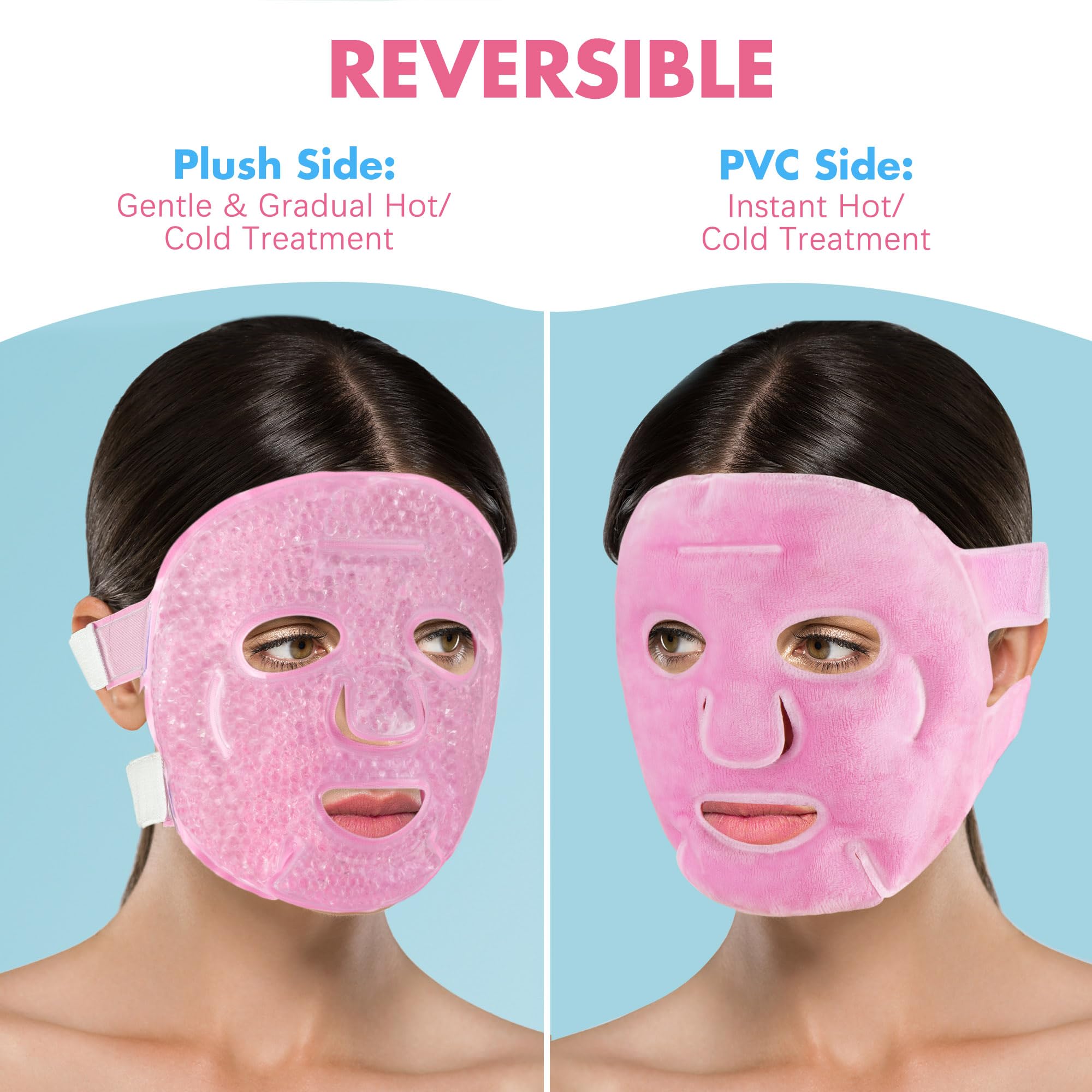 LotFancy Face Ice Pack reversible design with plush and PVC sides for versatility.