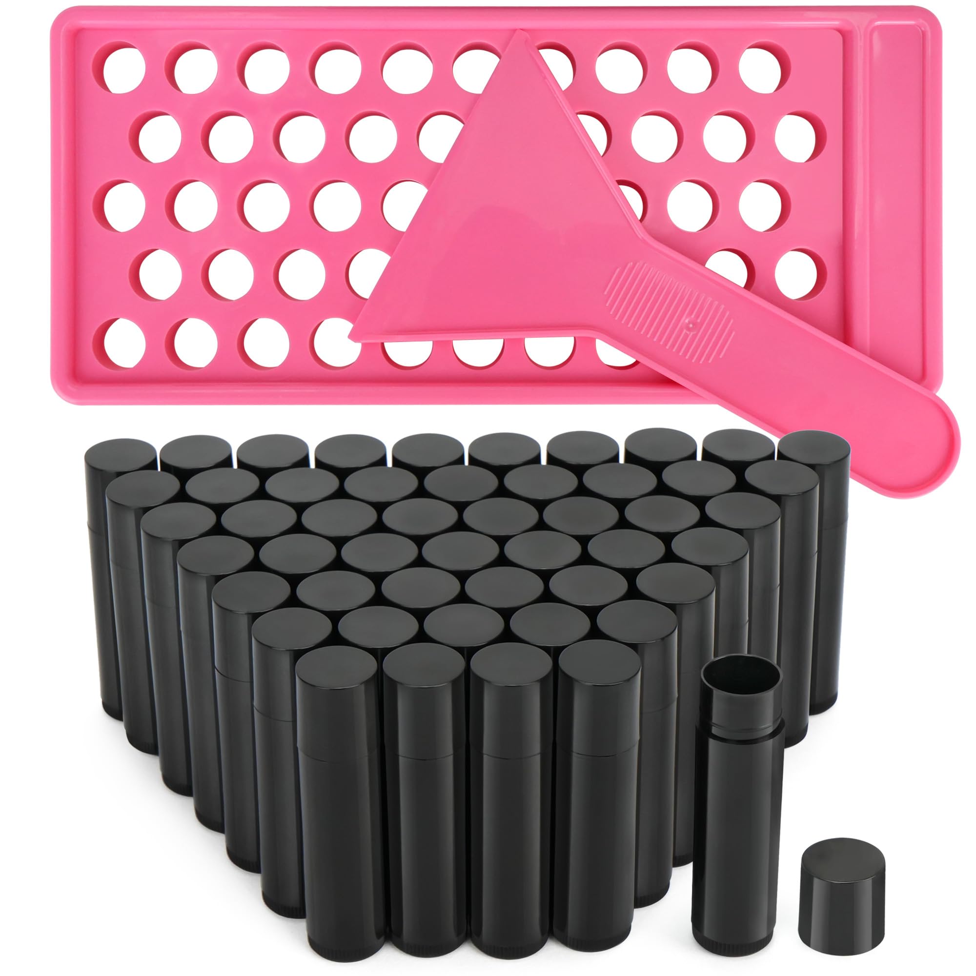LotFancy filling tray and spatula setup simplifies filling process for homemade balms.