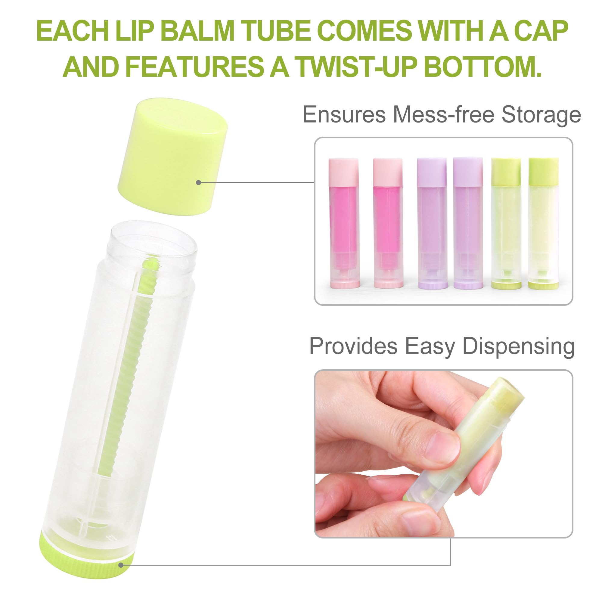 LotFancy food-grade plastic lip balm container emphasizes safe handling during DIY projects.