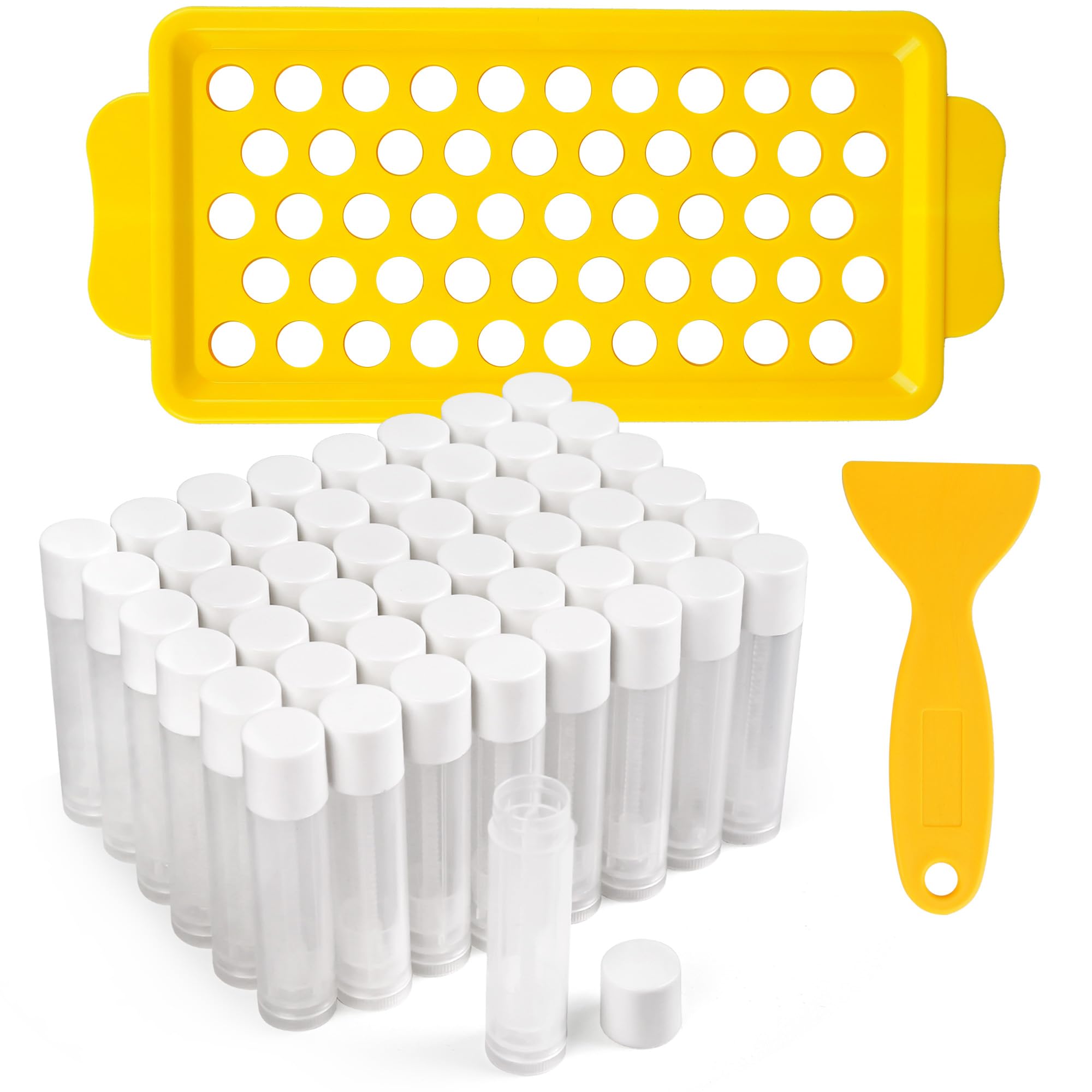 LotFancy lip balm tubes filling tray setup for efficient DIY projects.