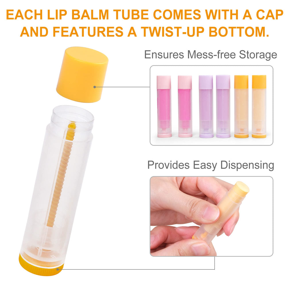 LotFancy lip balm tubes roll-up mechanism simplifies application and swift product movement.