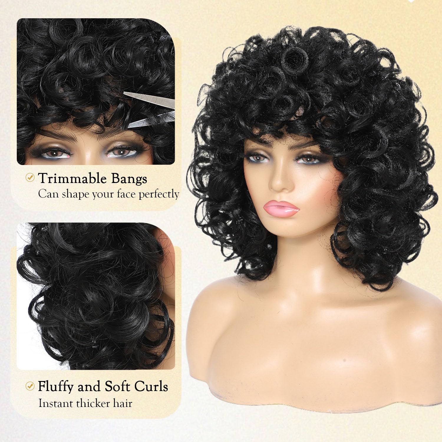 Lotfon heat-resistant synthetic wig supports light styling.