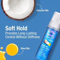 Lottabody mousse being applied to damp curly hair for enhanced definition
