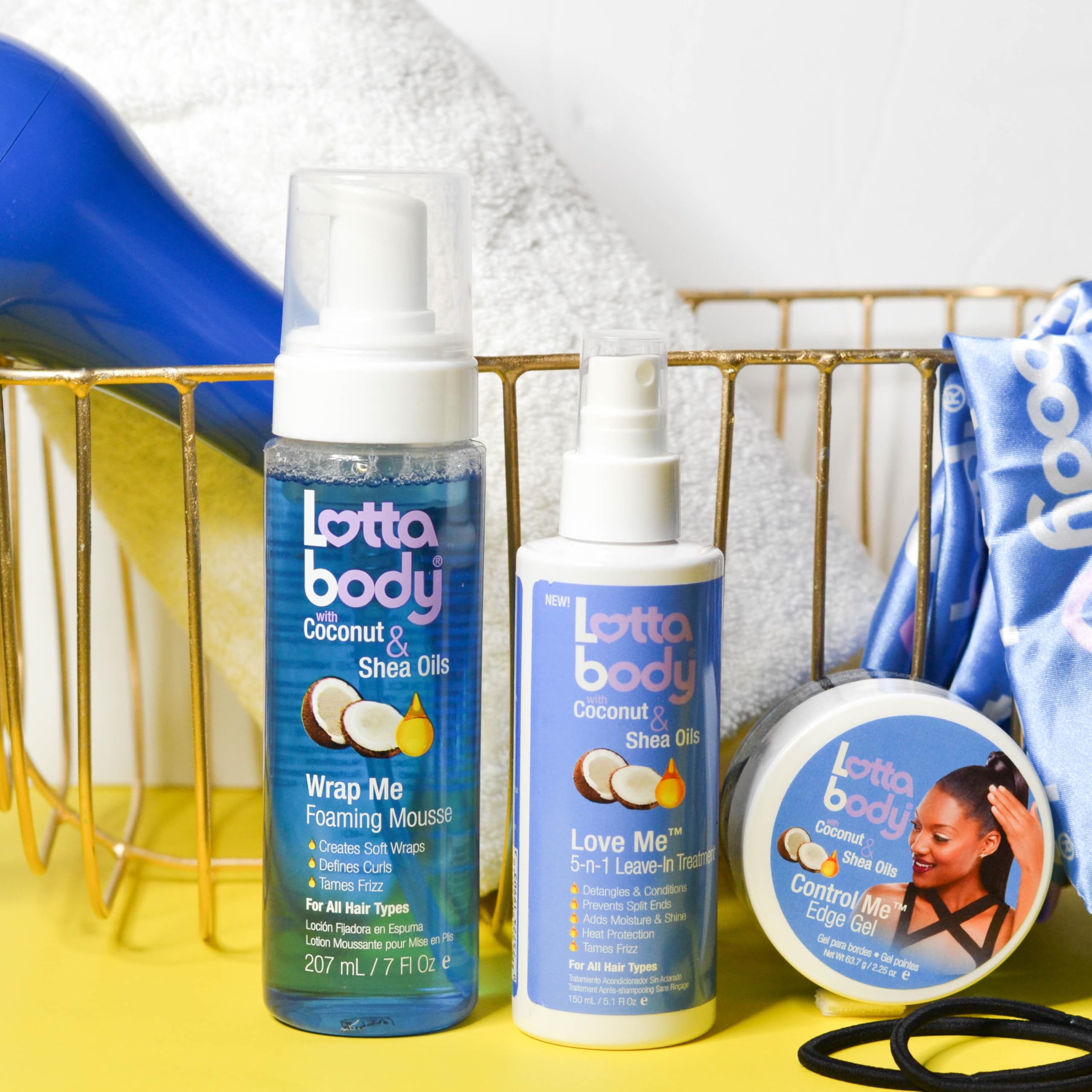 Retail shelf display of Lottabody mousse demonstrating professional presentation