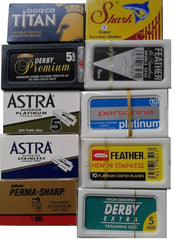 Lotus 100-pack double-edge blades front view for versatile shaving prep.