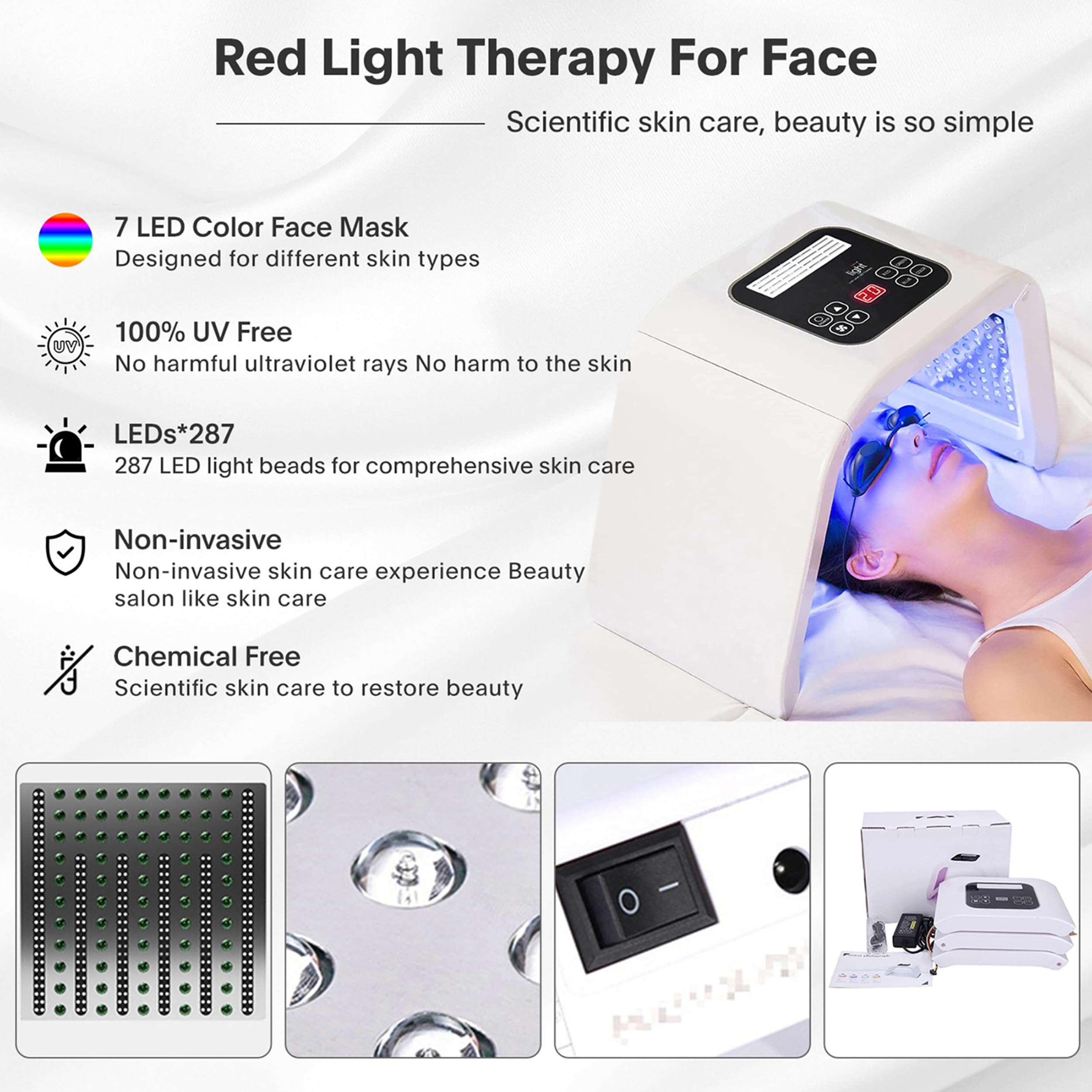 LOUDYKACA detachable-light-therapy-mask cable design eases setup and storage.