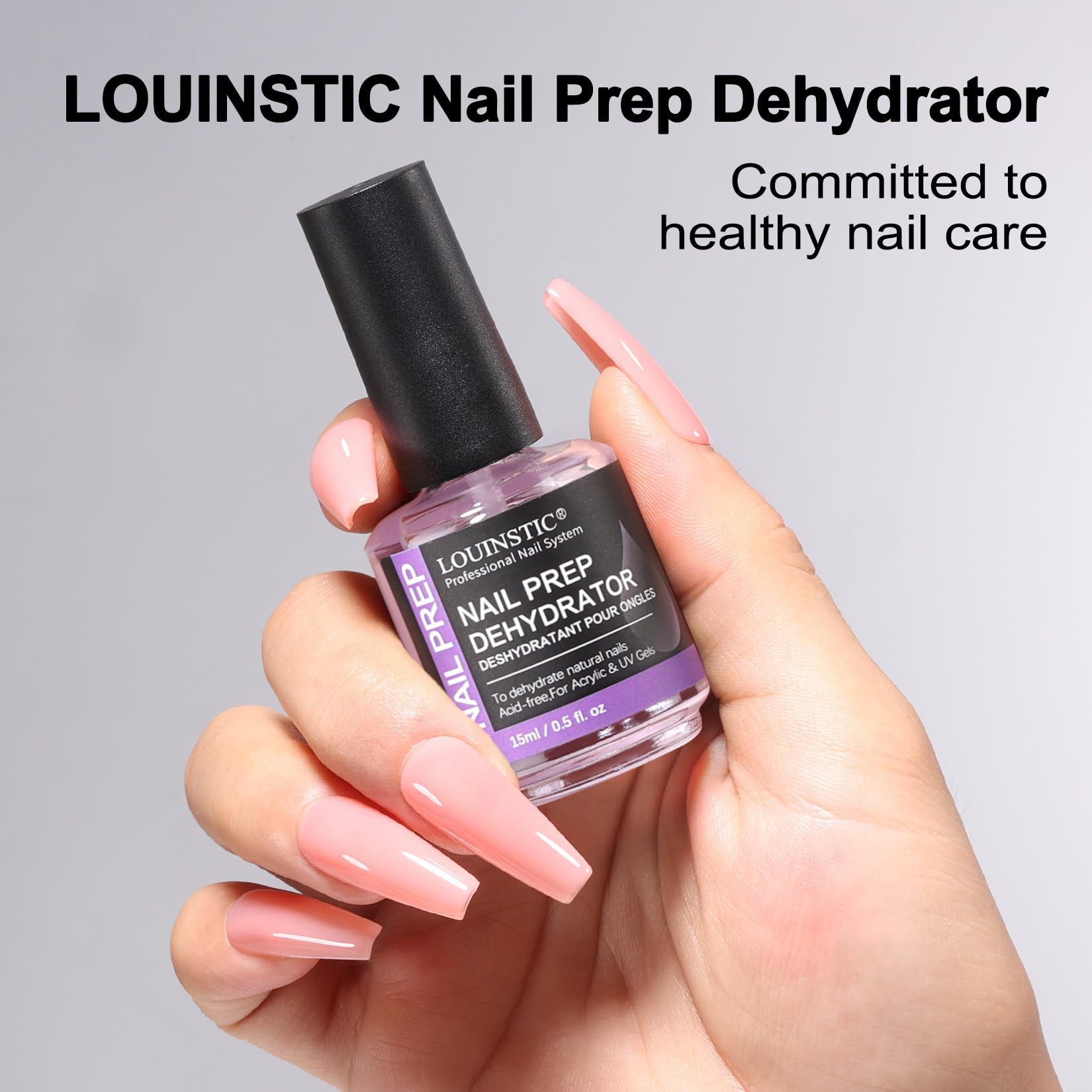 LOUINSTIC acid-free nail dehydrator hypoallergenic performance reduces irritation.