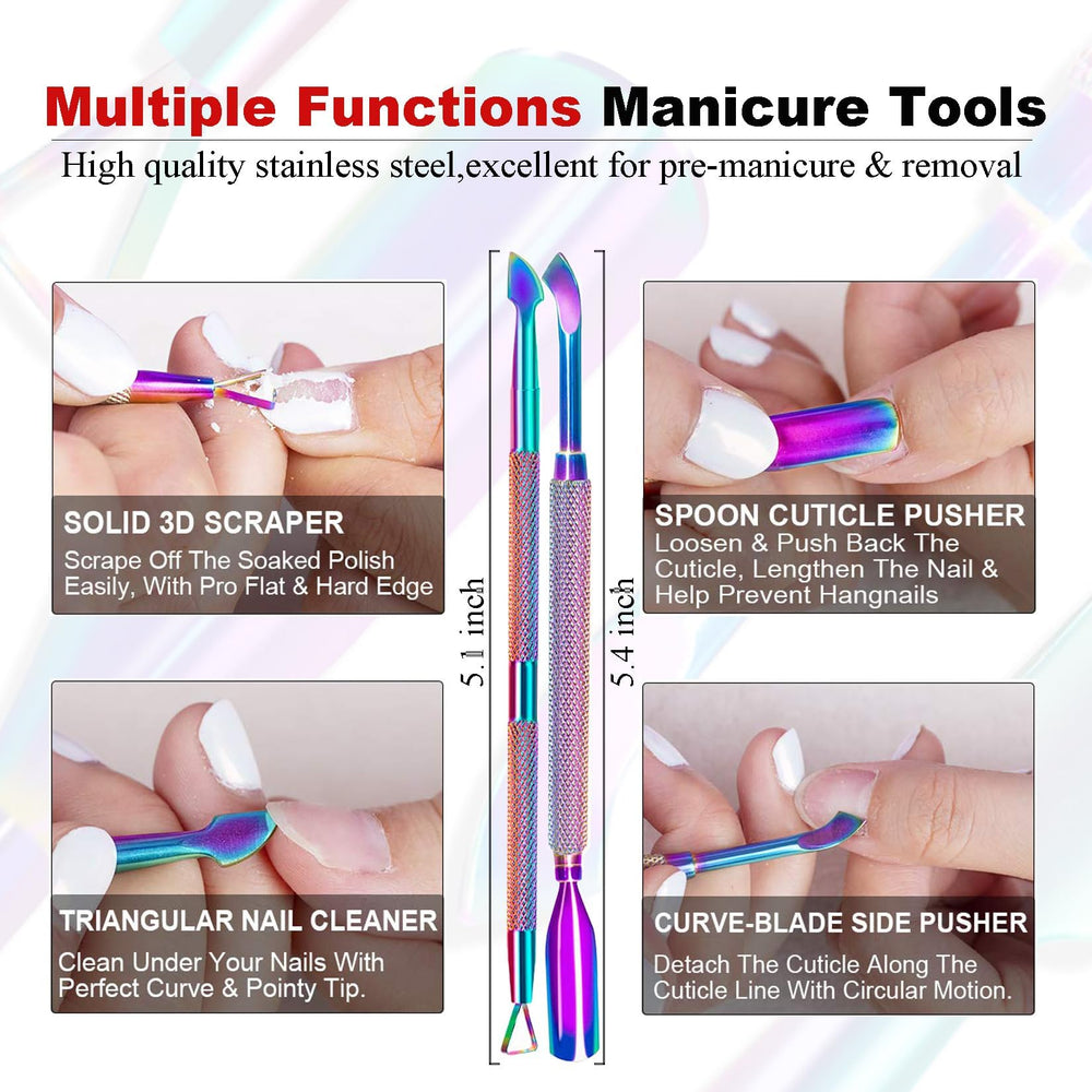 LOUINSTIC at-home manicure setup with tools for polish removal.