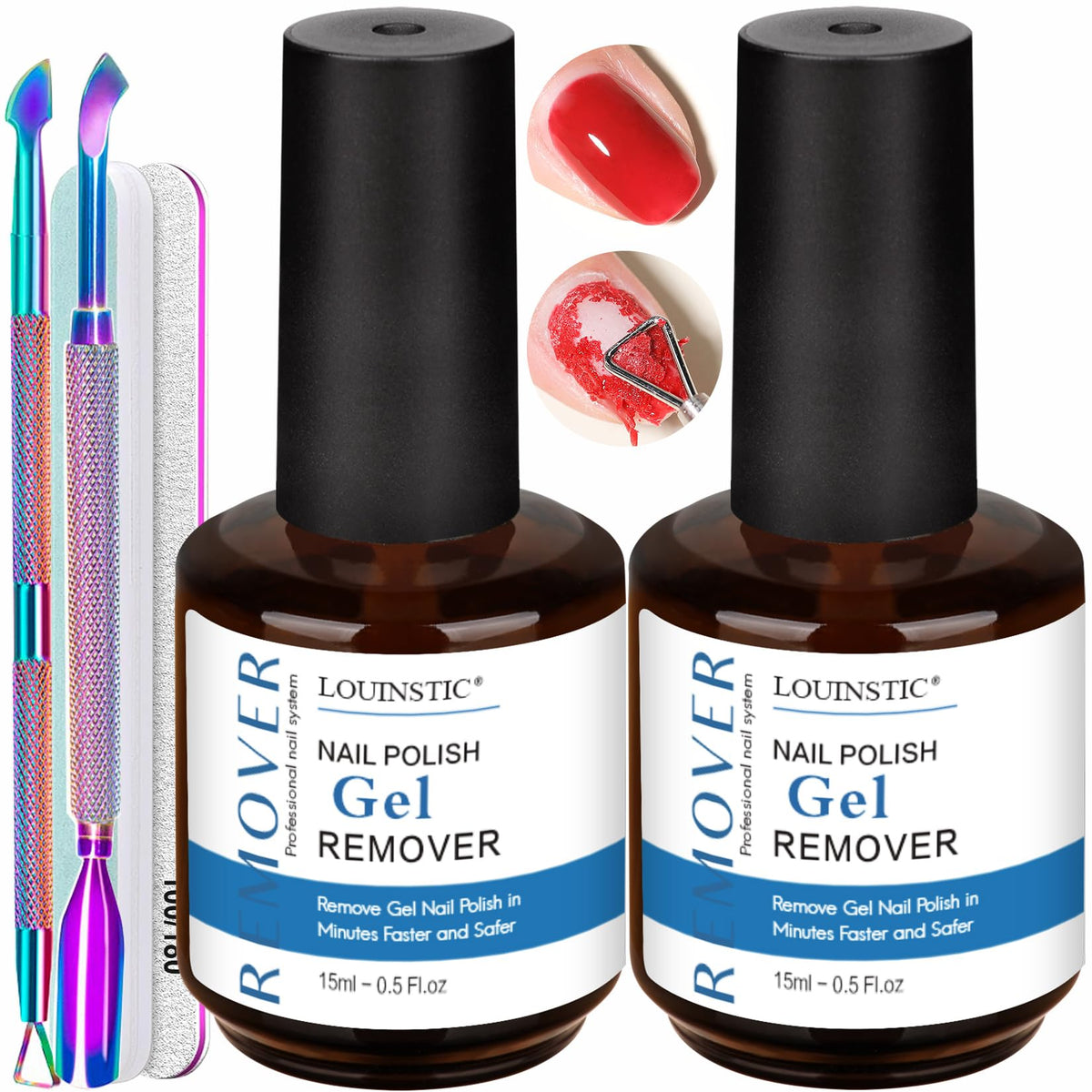 LOUINSTIC gel nail polish remover bottle enables quick at-home removal