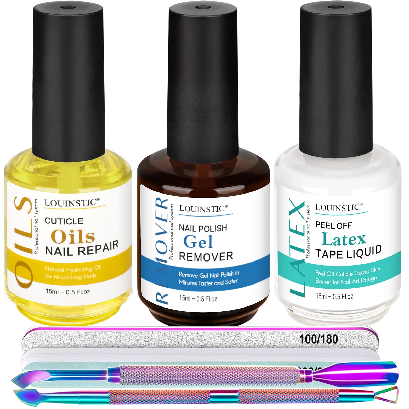 LOUINSTIC gel polish remover kit cover showcases at-home removal convenience.