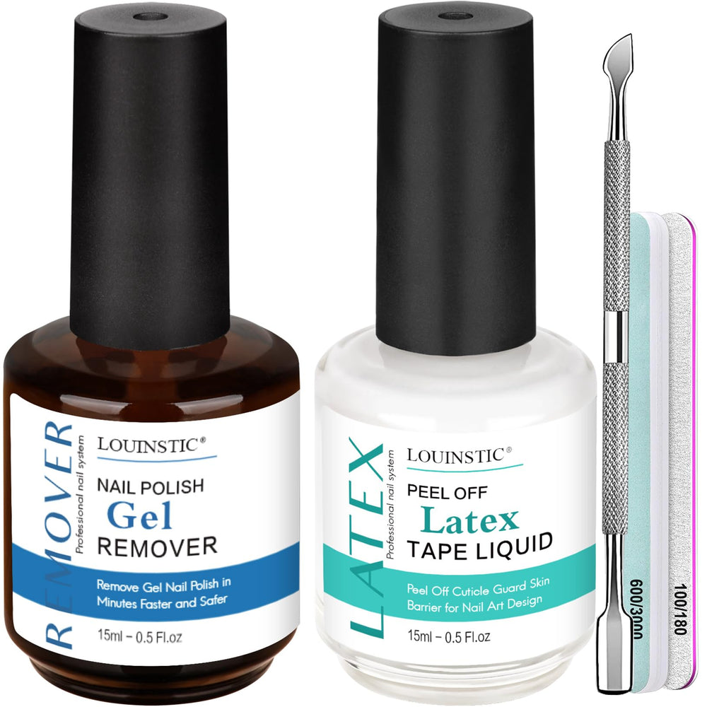 LOUINSTIC gel nail remover bottle showing fast at-home removal capability