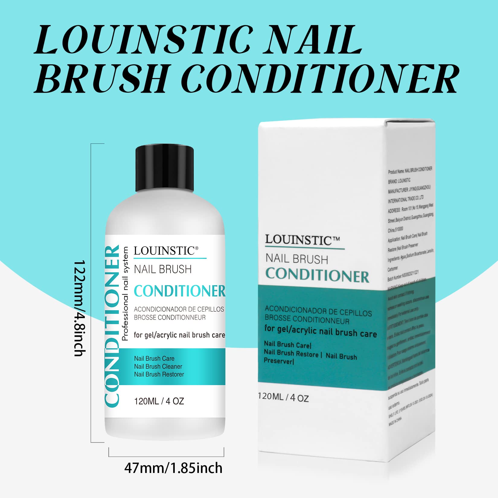 LOUINSTIC Nail Brush Cleanser Usage Steps shows simple dip and twist for quick conditioning.