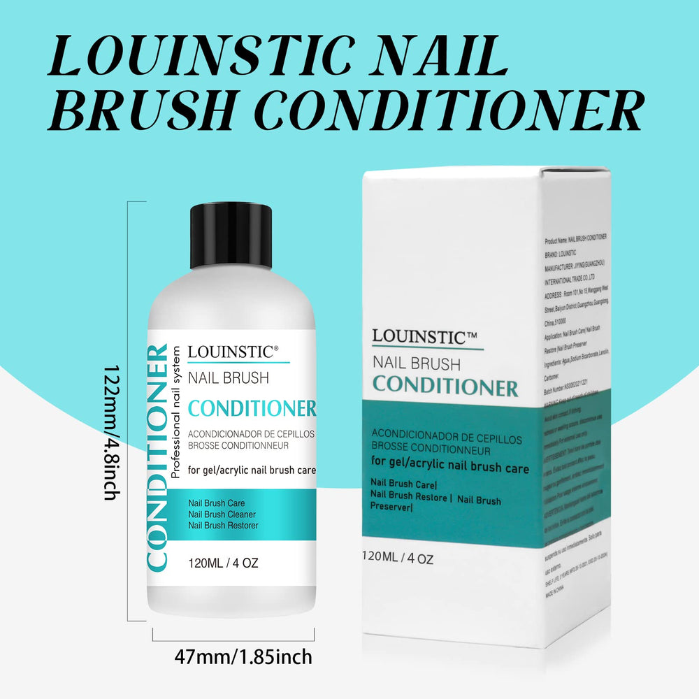 LOUINSTIC Nail Brush Cleanser Usage Steps shows simple dip and twist for quick conditioning.