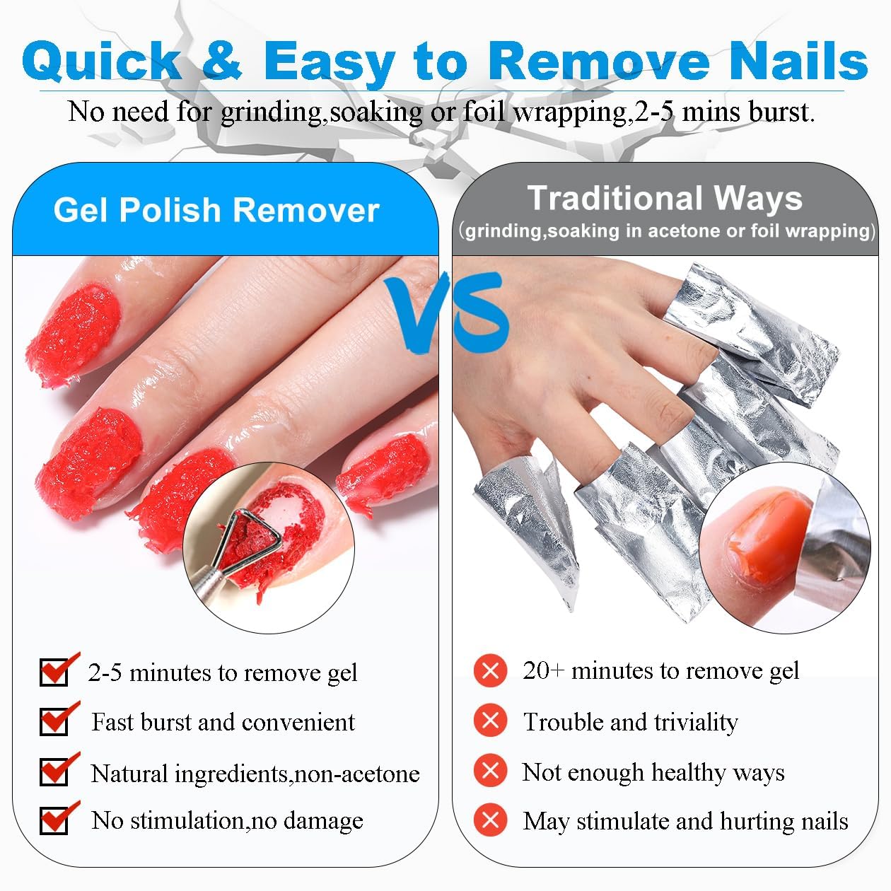 LOUINSTIC stainless-steel nail pushers help gentle scraping after softening gel.