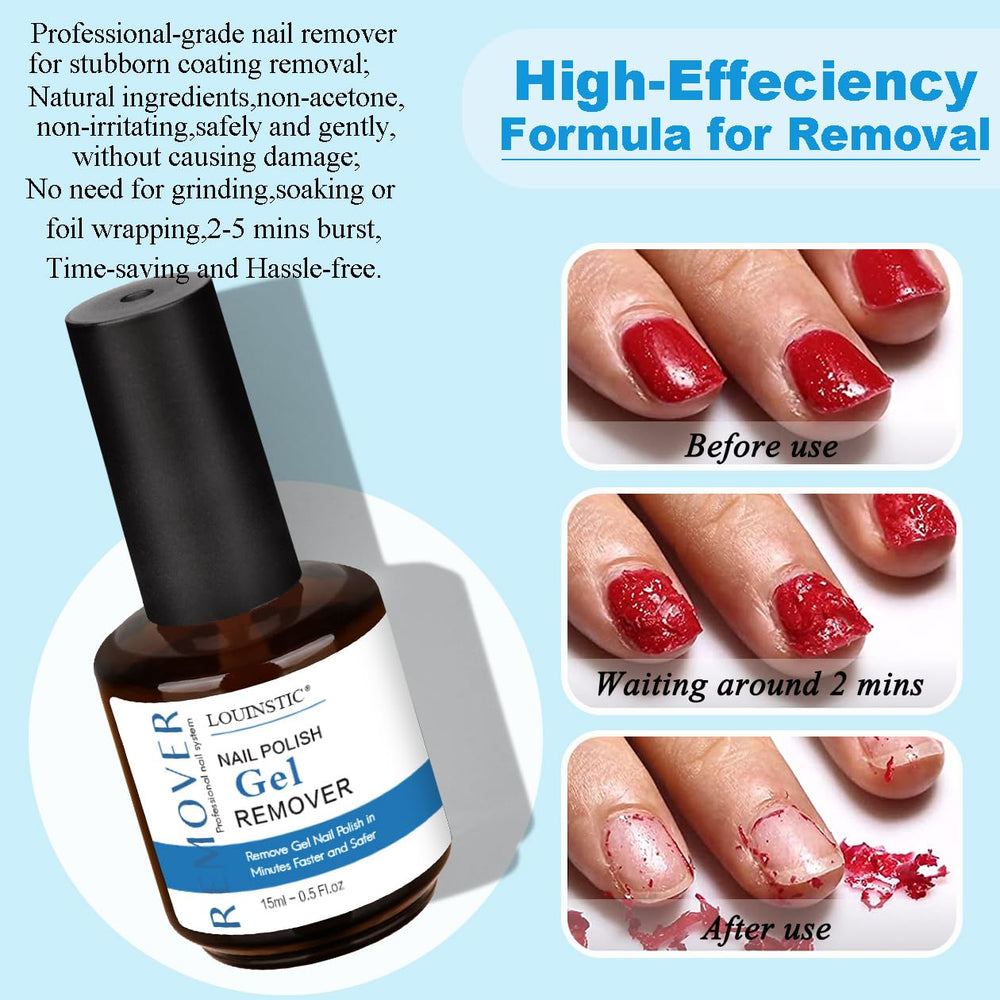 Louinstic nail remover in action showing fast gel polish release