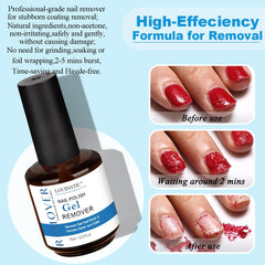Louinstic nail remover in action showing fast gel polish release