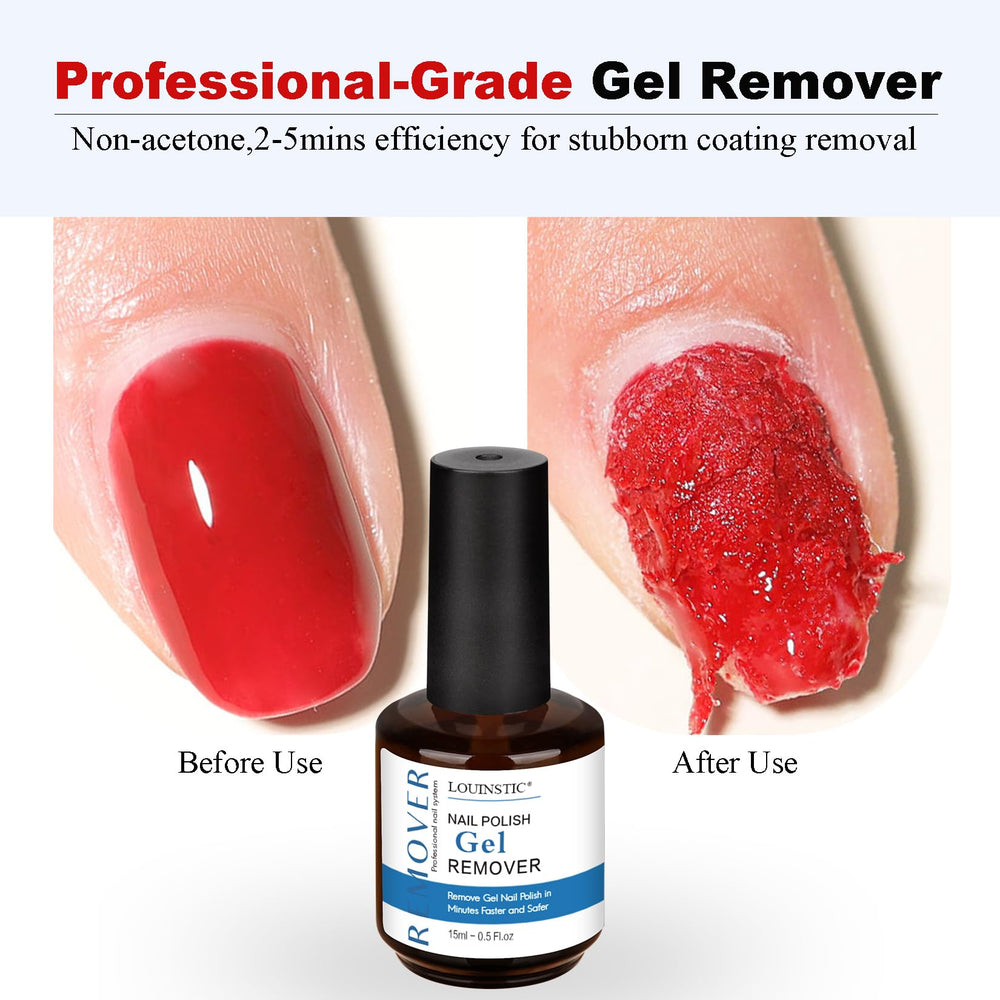 Louinstic removal steps close-up illustrating time-saving polish removal