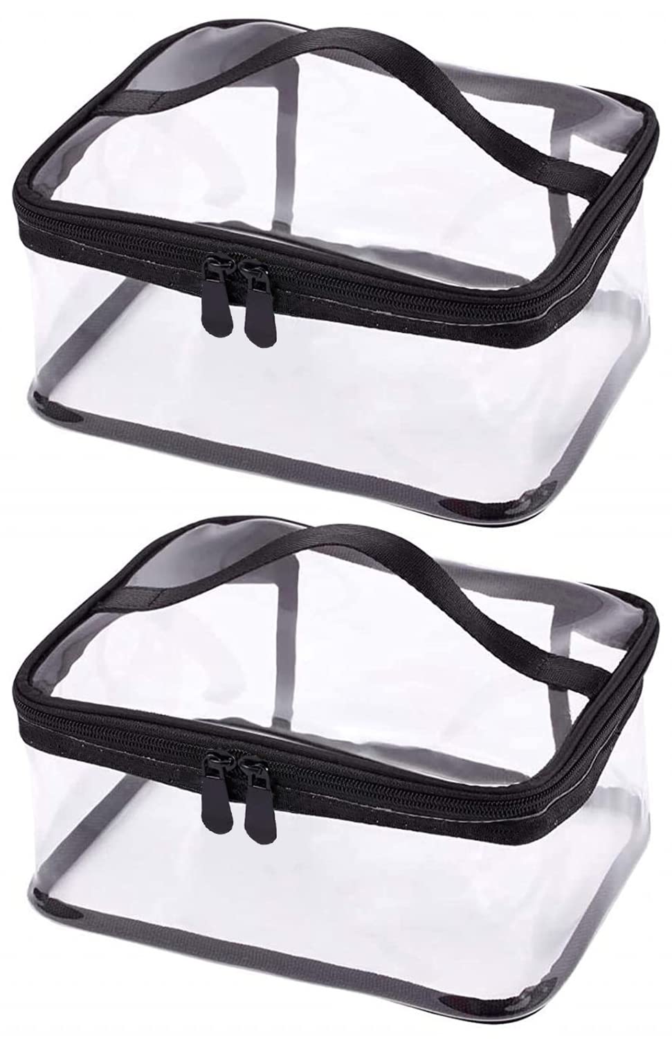 Louise Maelys portable clear makeup bag front view shows large capacity for cosmetics and travel essentials
