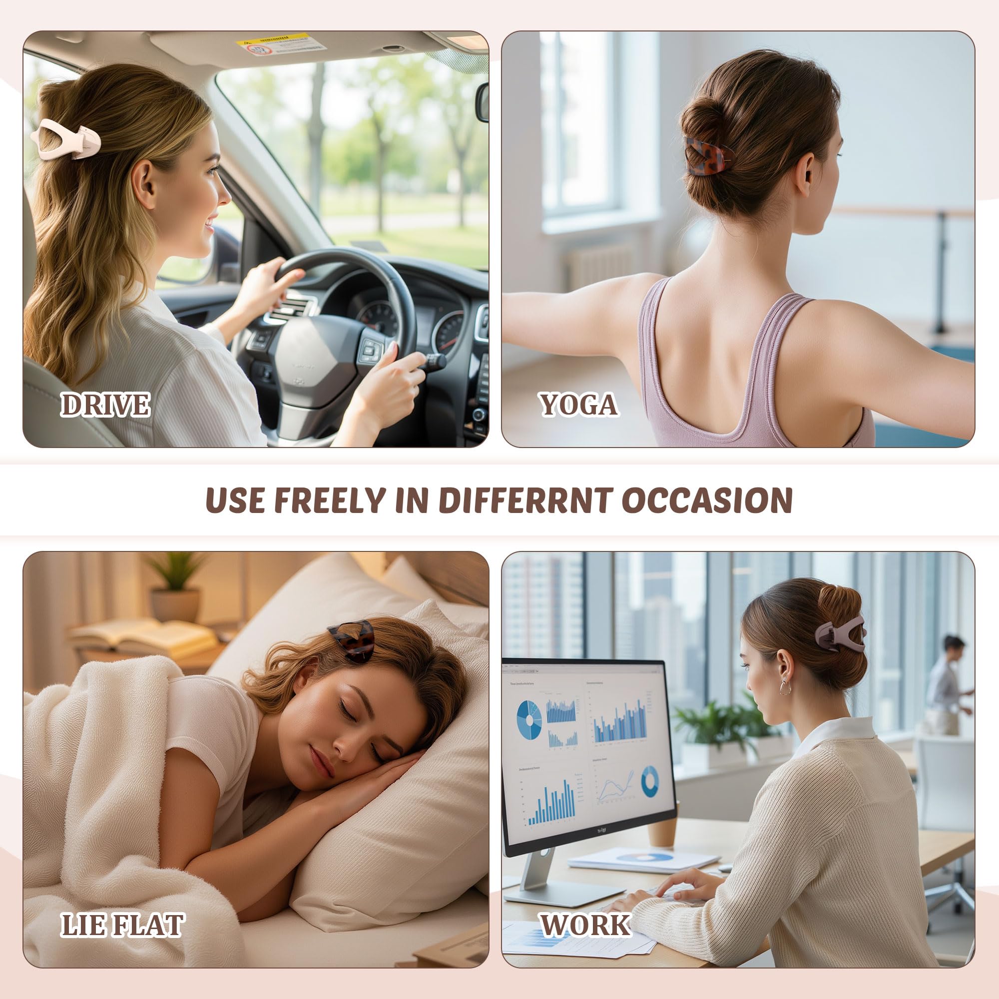 Lourny six-color clip set is shown with outfits for matching looks.