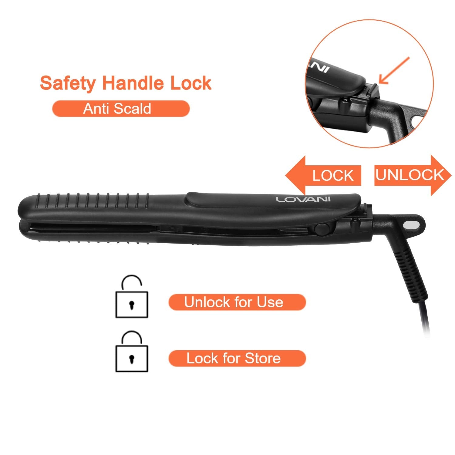 LOVANI mini flat iron nano titanium plates reach 410 F quickly.
