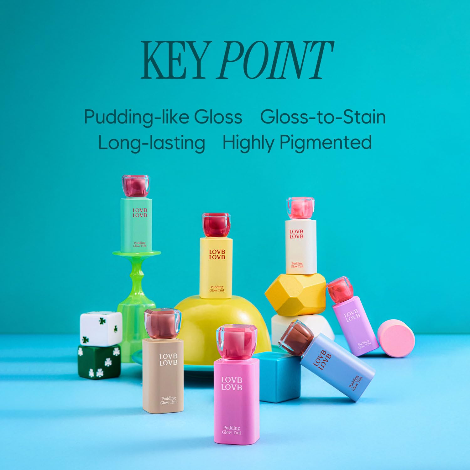 LOVB LOVB Pudding Glow lip tint color swatches reveal glossy-to-stain finish