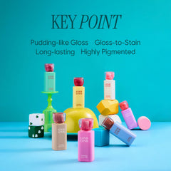 LOVB LOVB Pudding Glow lip tint color swatches reveal glossy-to-stain finish