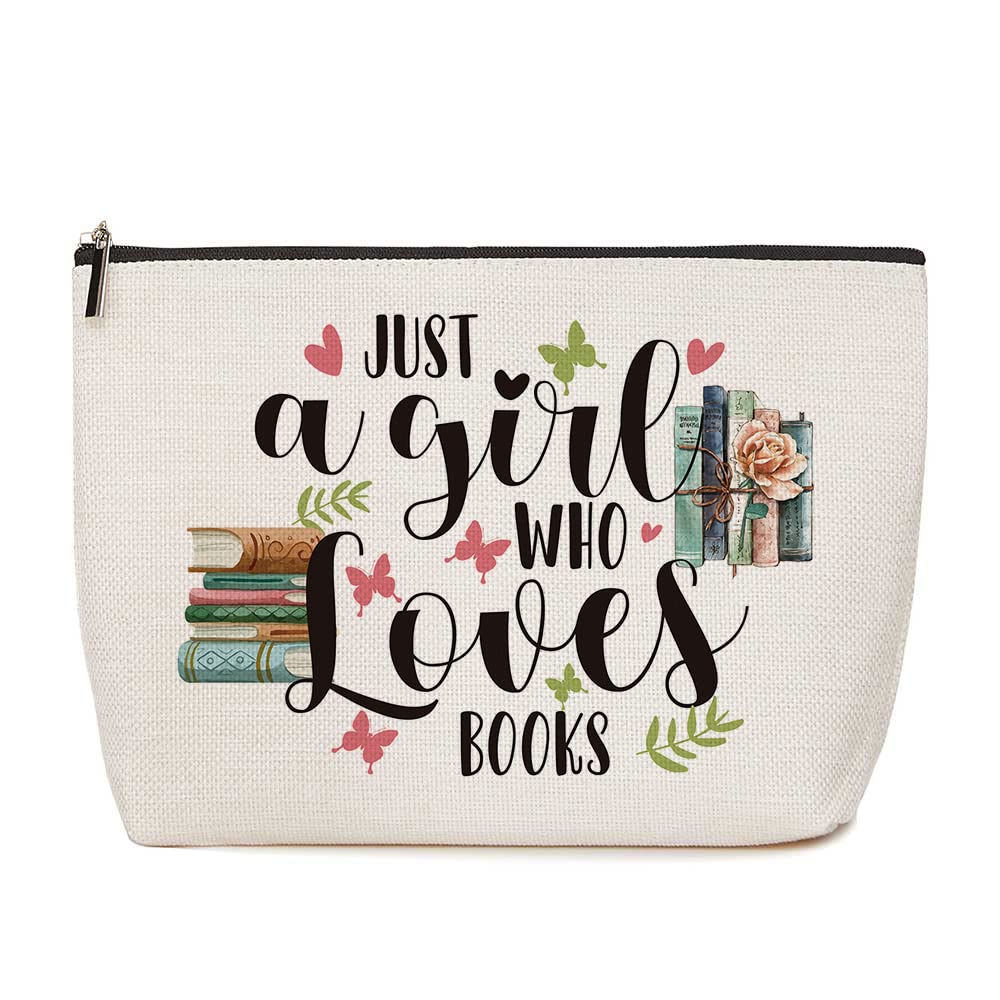 Lovdazzles book lovers makeup bag front design promotes on-the-go organization