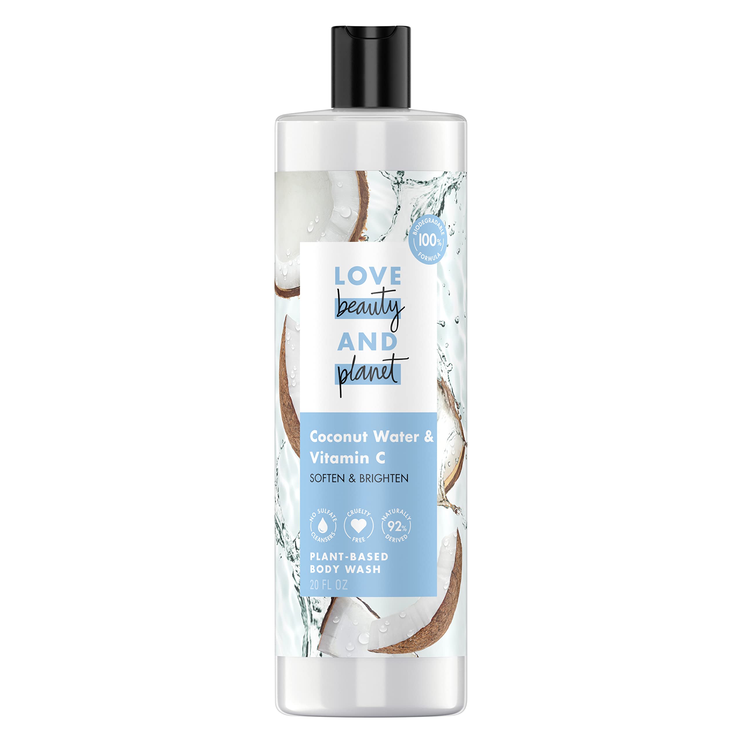 Love Beauty and Planet coconut water bottle pour shows refreshing cleanse with vitamin C