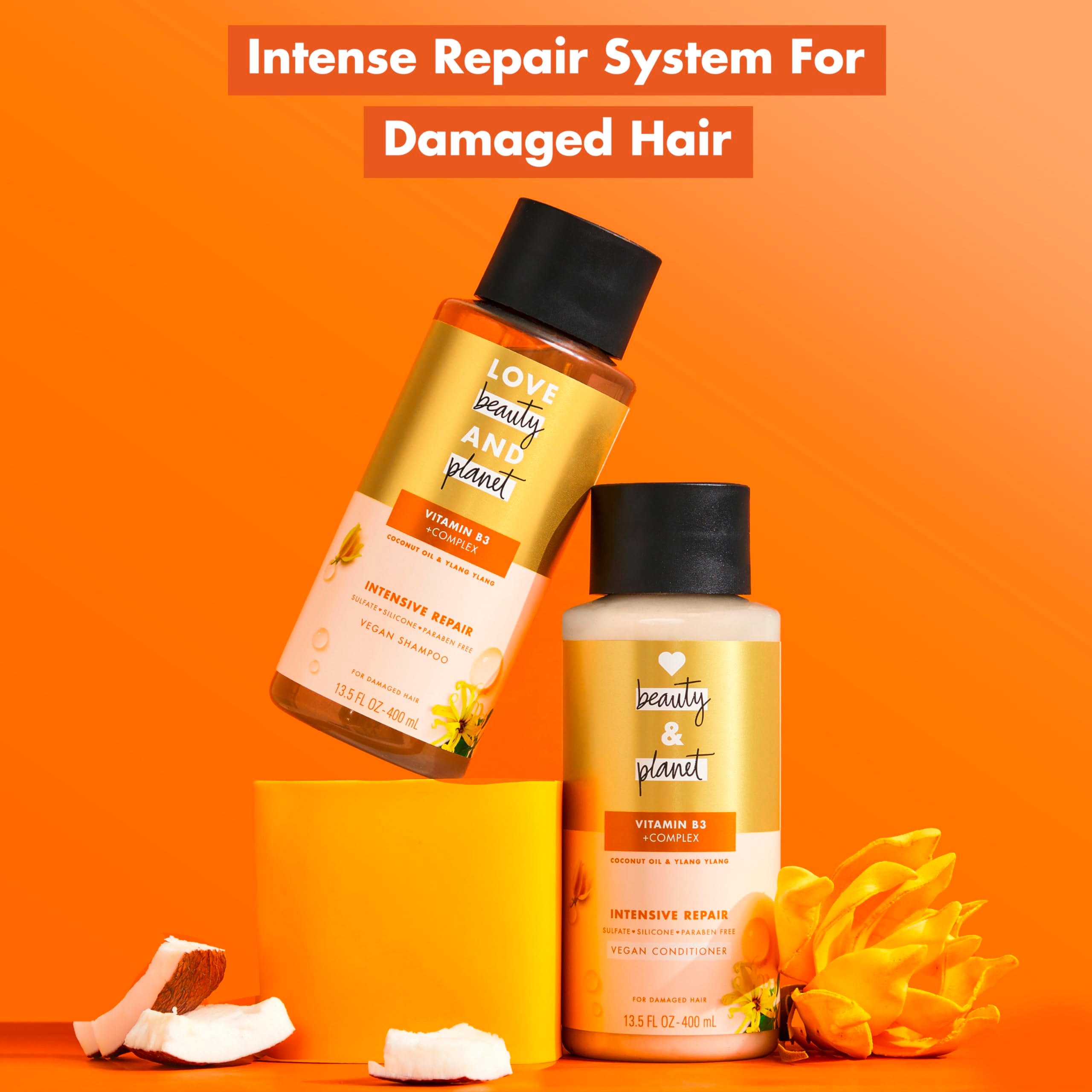 Love Beauty and Planet conditioner on hair strands after shower