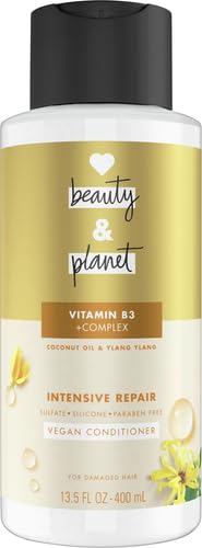 Love Beauty and Planet conditioner applying from mid lengths to ends for moisture