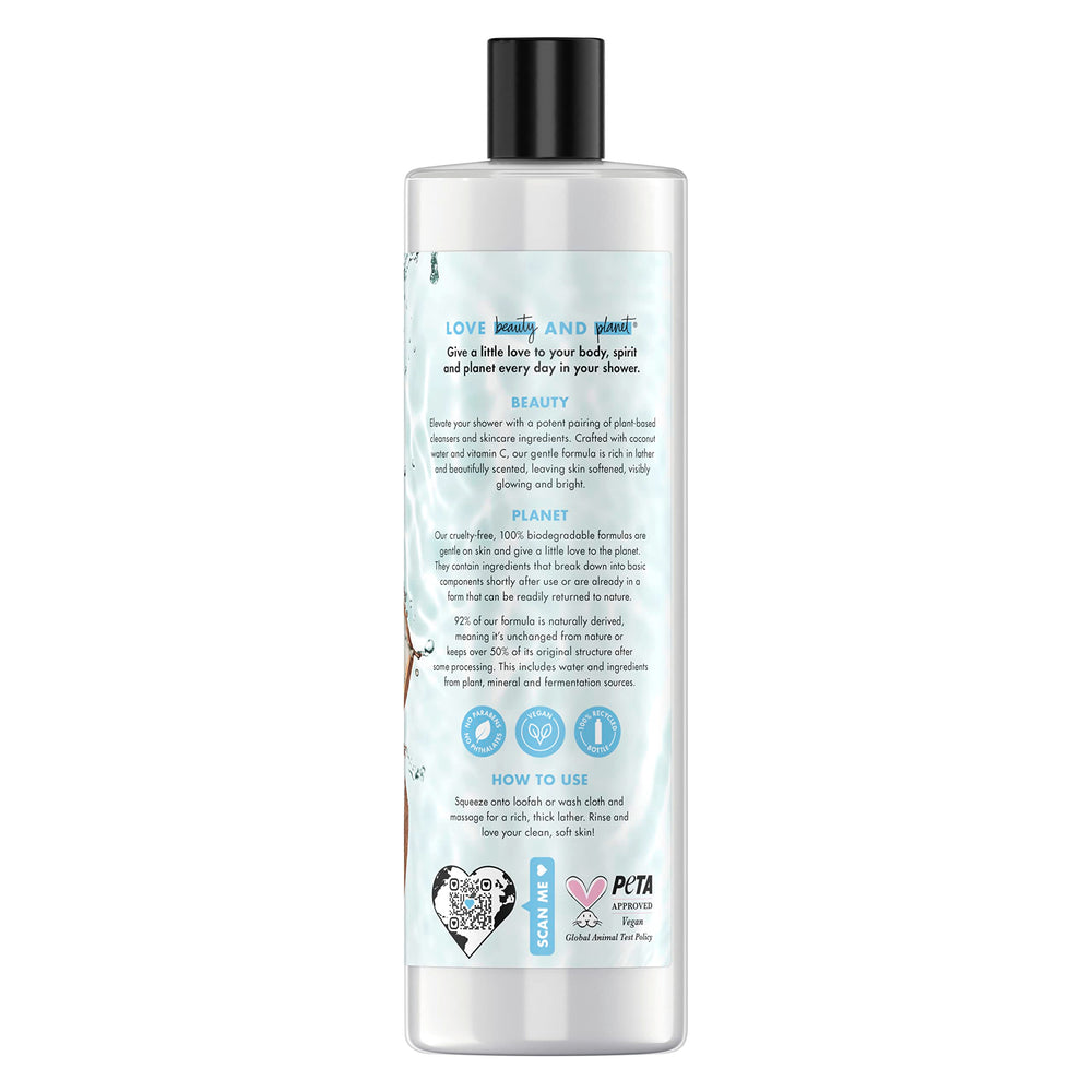 Love Beauty and Planet plant-based body wash lather for softening and brightening skin