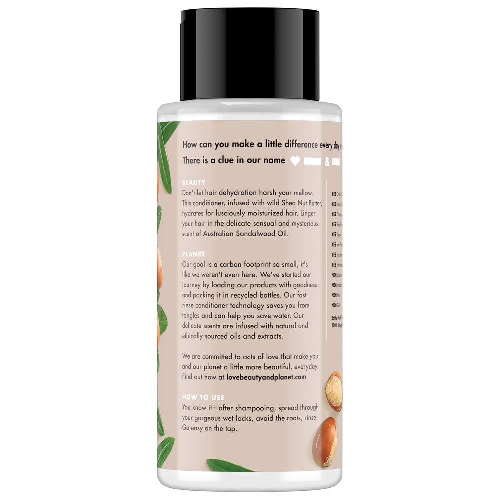 Love Beauty And Planet Purposeful Hydration label closeup shows paraben-free care