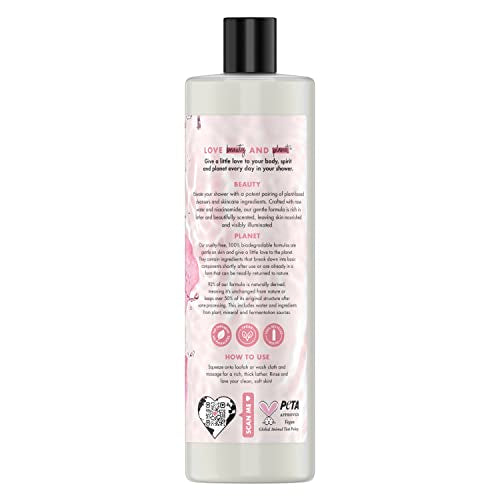 Love Beauty and Planet rose water niacinamide body wash lather demonstrates rich foam for refreshing showers