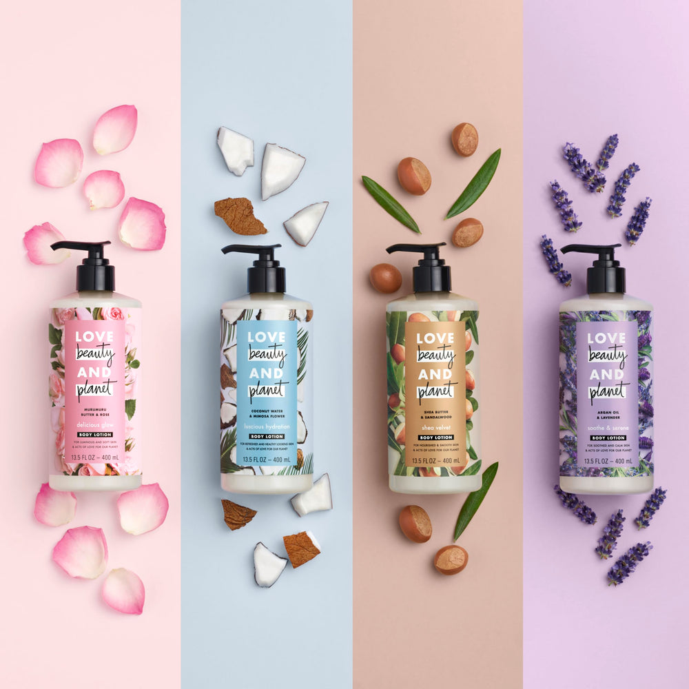 Love Beauty and Planet Soothe & Serene demonstrates 24-hour moisturization.