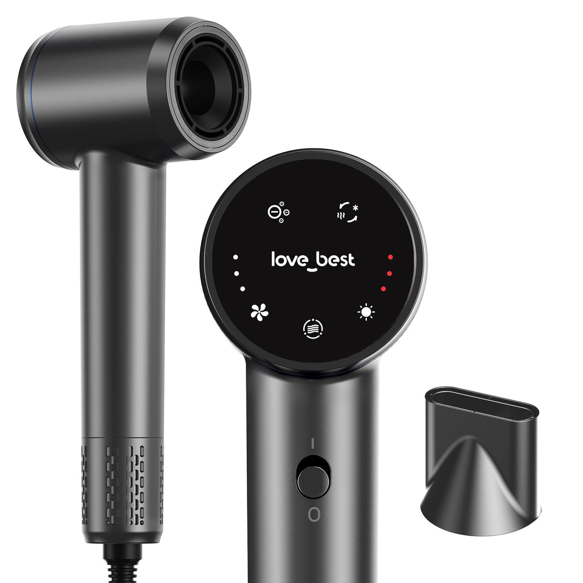 Love Best Hair Dryer front view showing compact design for quick styling